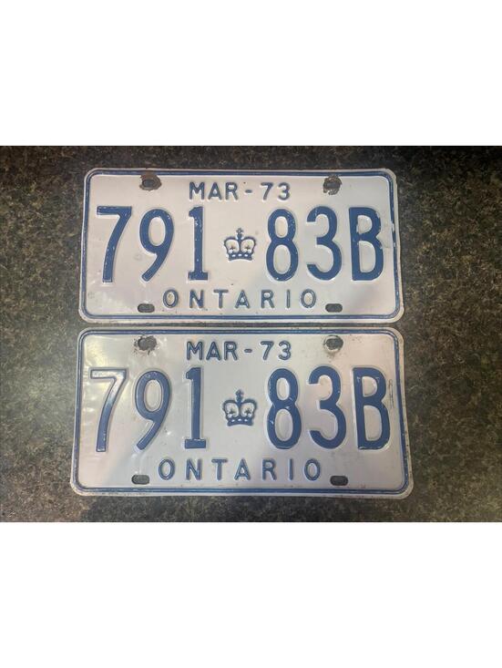 Other - 1973 Ontario Canada License Plate Pair Set